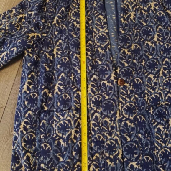 Pure J. Jill Reversible Quilted Jacket Blue Stamped Leaves Print Size Medium - Picture 10 of 11